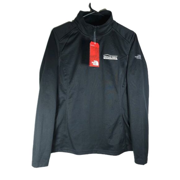 The North Face Women's NWT Tech Sz M Black Logo 1/4 Zip Outdoor Fleece Pullover - Picture 1 of 11